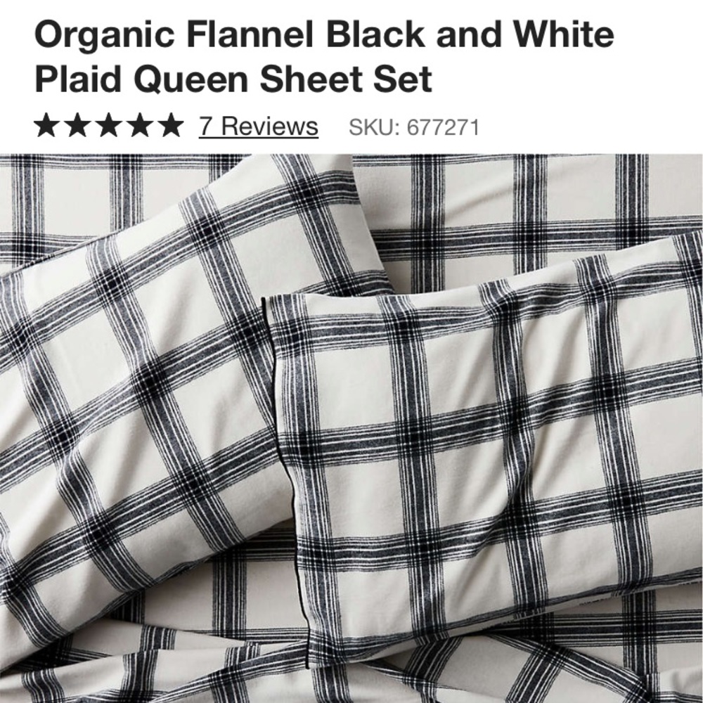 Crate & Barrel Flannel Queen Bedding